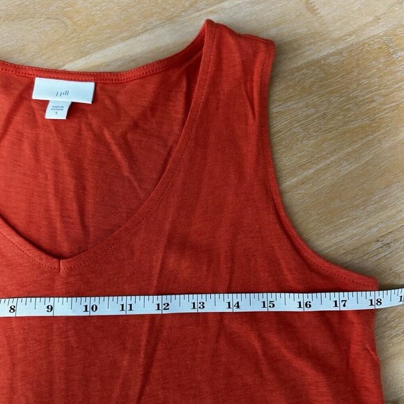 J Jill Zinnia Orange Linen Blend Tassel Fringe V-Neck Tank Top Sz S Boho Western - Picture 7 of 10